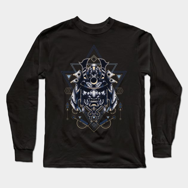 Ronin head 2 - Sacred Geometry Long Sleeve T-Shirt by JorgeOrtega88